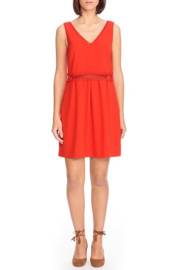 Women's Sezane Daniela Lace Trim A-line Dress Us / 34 Fr - Red