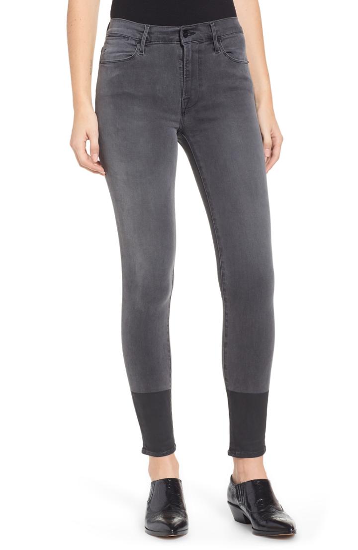 Women's Frame Le High Coated Hem Skinny Jeans - Black