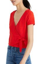 Women's Madewell Texture & Thread Wrap Top, Size - Red