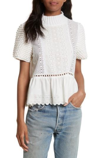 Women's Sea Cotton Eyelet Sweater Top