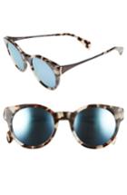 Women's Salt Houston 49mm Polarized Round Sunglasses - Bisque Havana/ Blue Mirror