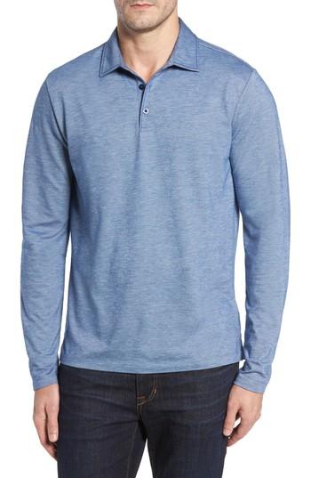 Men's Robert Barakett Warner Long Sleeve Polo, Size - Blue