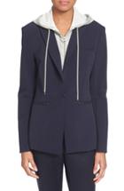 Women's Veronica Beard Scuba Jacket With Removable Hooded Dickey - Blue