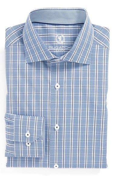Men's Bugatchi Trim Fit Plaid Dress Shirt