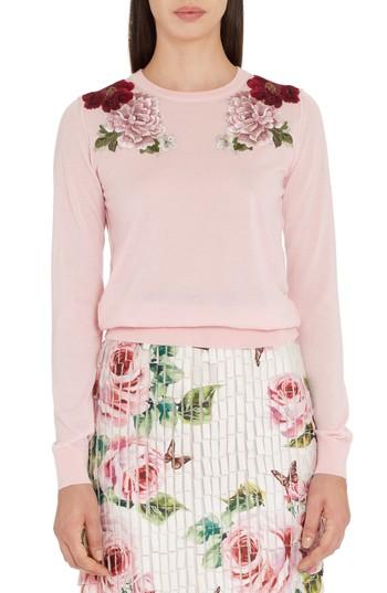 Women's Dolce & Gabbana Embroidered Cashmere Sweater Us / 38 It - Pink