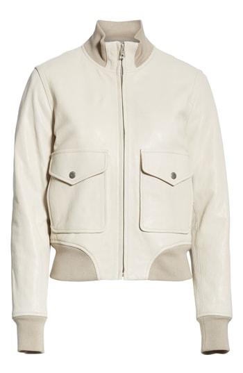 Women's Rag & Bone Mila Lambskin Leather Jacket - Ivory