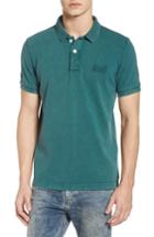 Men's Superdry Vintage Destroy Pique Polo - Green