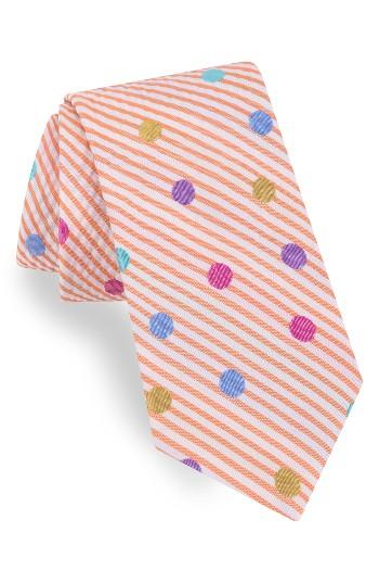 Men's Ted Baker London Dot Silk & Cotton Tie, Size - Orange