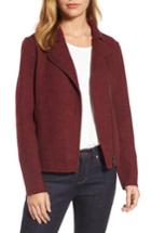 Women's Eileen Fisher Boiled Wool Moto Jacket - Burgundy