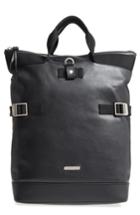 Saint Laurent Antibe Flat Leather Shopping Backpack - Black