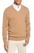 Men's Nordstrom Men's Shop V-neck Cashmere Sweater, Size - Brown