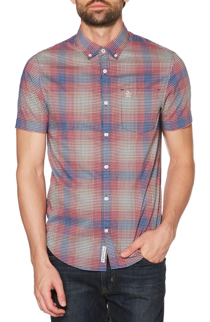 Men's Original Penguin Miniplaid Stretch Woven Shirt