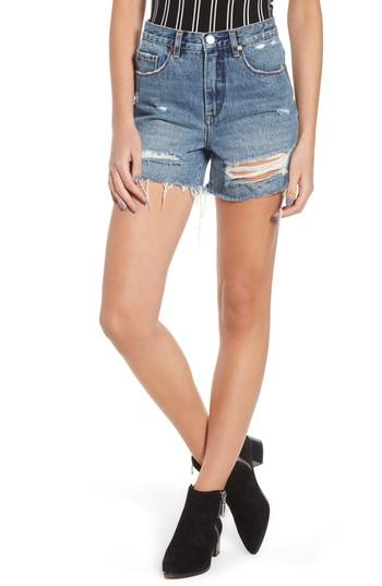 Women's Blanknyc Ripped High Waist Denim Mom Shorts - Blue