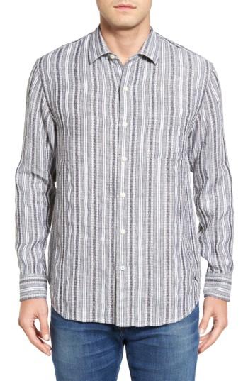 Men's Tommy Bahama Ricky Jacquardo Standard Fit Stripe Linen & Cotton Sport Shirt