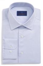 Men's David Donahue Regular Fit Geometric Dress Shirt - 34/35 - Blue