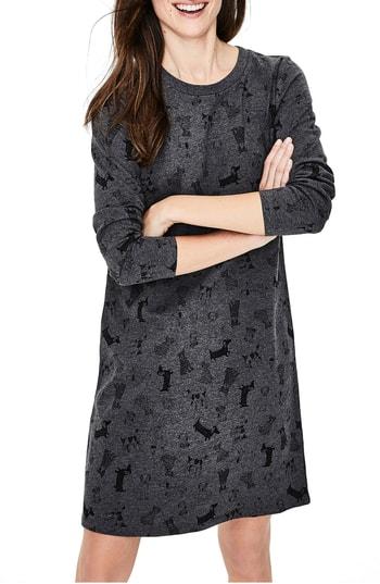 Women's Boden Doodle Dog Cotton Sweatshirt Dress - Grey