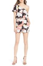 Women's Cupcakes And Cashmere Arnett Water Lilies One-shoulder Romper - Black