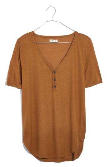 Women's Madewell Drapey Henley Tee - Brown