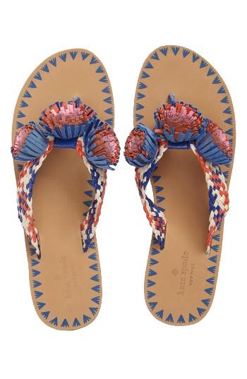 Women's Kate Spade New York Idette Fringe Flip Flop M - Blue