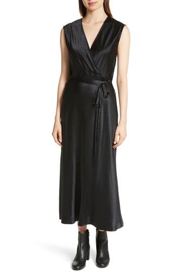 Women's Vince Vintage Polka Dot Faux Wrap Silk Dress