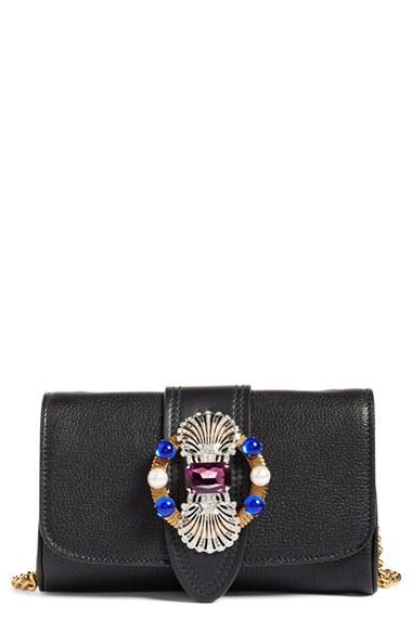 Miu Miu Jewel Goatskin Leather Clutch -