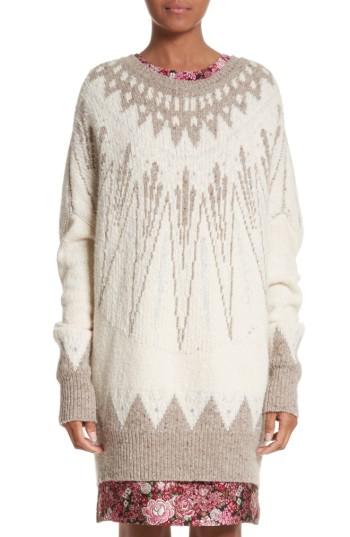 Women's Adam Lippes Marled Merino Wool & Cashmere Fair Isle Sweater - Ivory