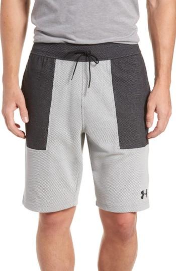 Men's Under Armour Pursuit Fleece Trim Fit Shorts - Grey