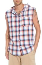 Men's The Rail Sleeveless Plaid Hooded Shirt - White