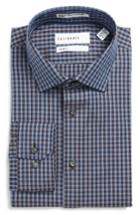 Men's Calibrate Trim Fit Non-iron Check Dress Shirt .5 32/33 - Brown