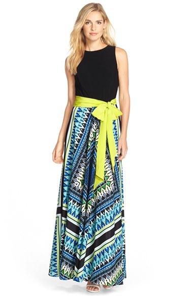 Women's Eliza J Jersey & Crepe De Chine Maxi Dress - Blue
