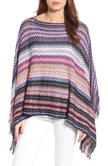 Women's Missoni Fringe Poncho, Size - Purple