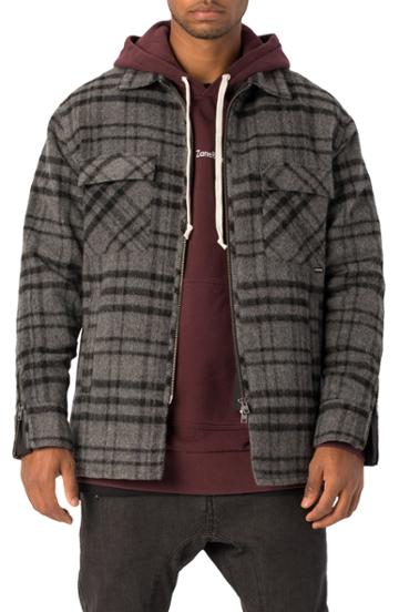 Men's Zanerobe Rugger Plaid Flannel Shirt Jacket - Grey