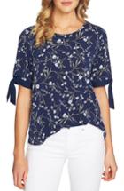 Women's Cece Graceful Flora Tie Sleeve Top - Blue