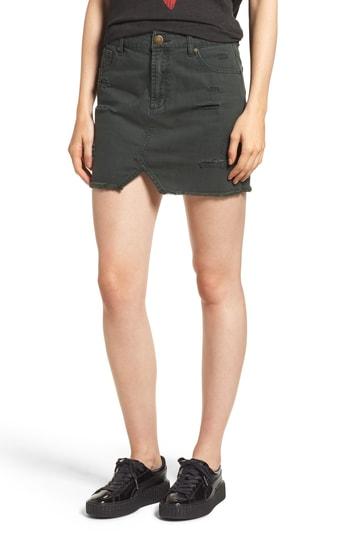 Women's Tinsel Distressed Denim Skirt - Green
