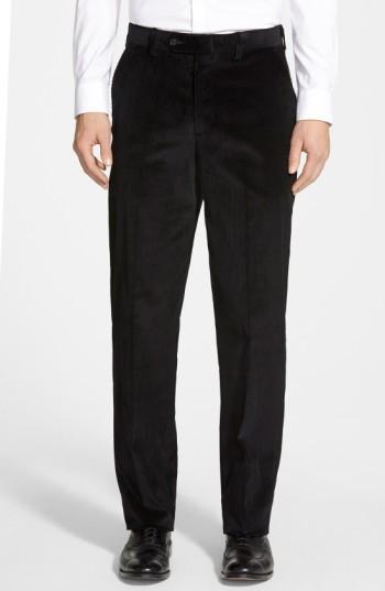 Men's Berle Flat Front Corduroy Trousers X 34 - Black