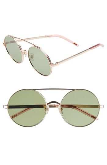 Women's Wildfox Ace 55mm Round Sunglasses - Rose Gold/ Bottle Green Solid