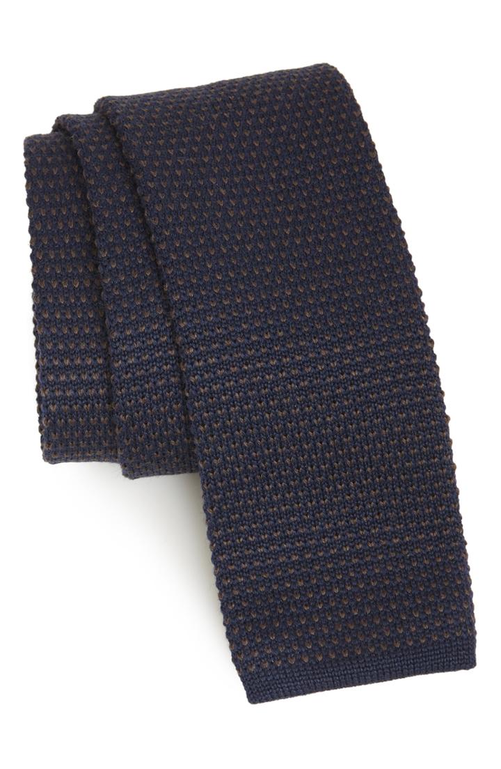 Men's Eleventy Knit Wool Tie, Size - Blue