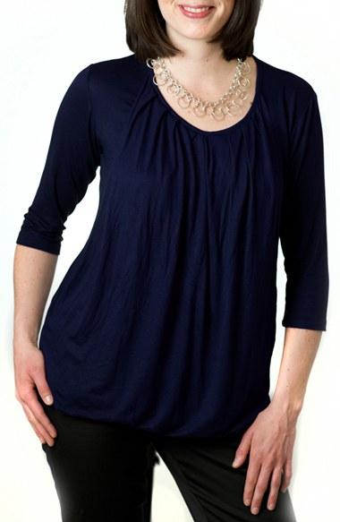 Women's Nurture-elle Pleated Three Quarter Sleeve Nursing Top - Blue