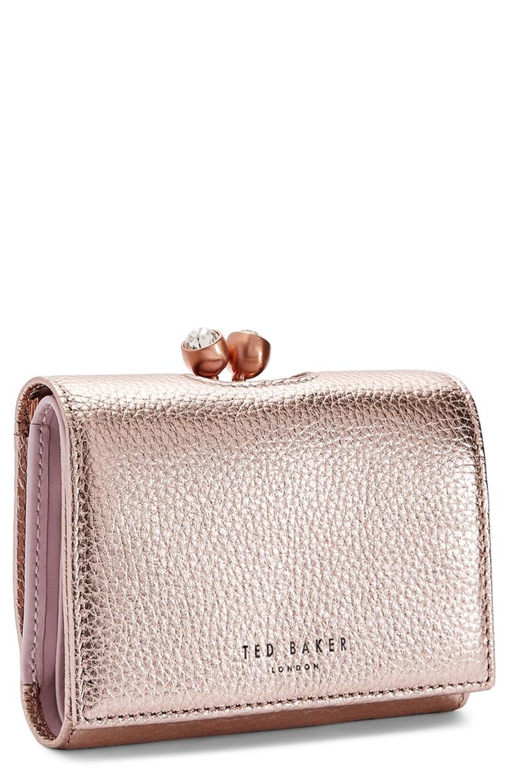 Women's Ted Baker London Valery Metallic Leather Bobble Wallet - Pink