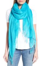 Women's Caslon Linen Blend Scarf, Size - Blue/green