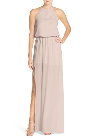 Women's Show Me Your Mumu Heather Chiffon Halter Gown, Size - Beige