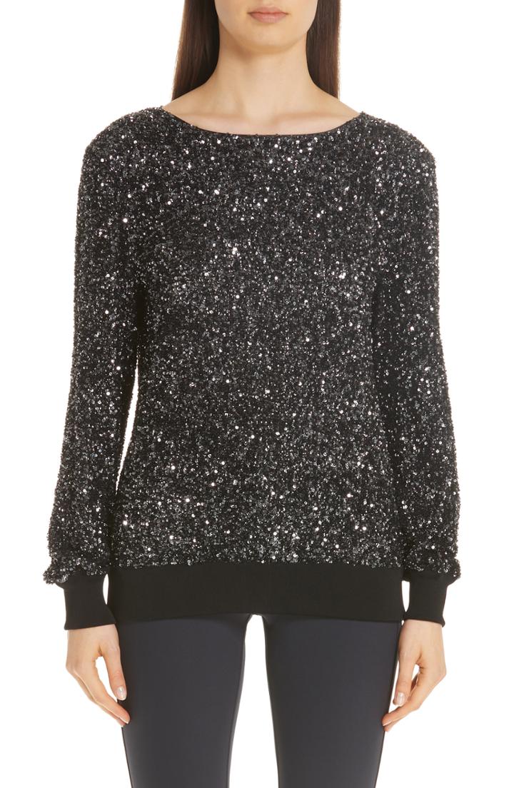 Women's Lafayette 148 New York Nessa Sequin Blouse - Metallic