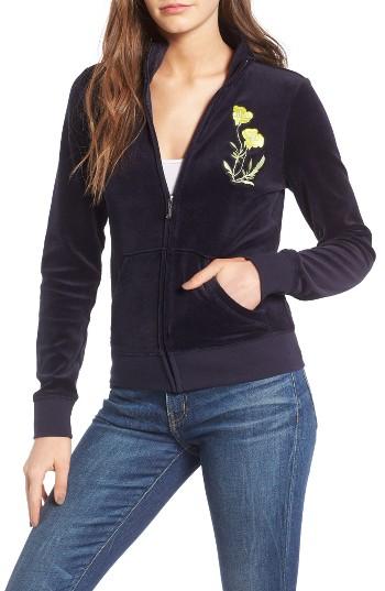 Women's Juicy Couture Pretty Thing Fairfax Velour Track Jacket - Blue