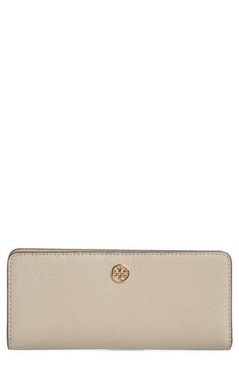 Women's Tory Burch Robinson Saffiano Leather Continental Wallet - Grey