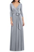 Women's Dessy Collection Jersey Tie Waist Gown, Size - Grey