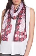 Women's Vince Camuto Floral Silk Scarf, Size - Pink
