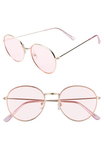 Women's Glance Eyewear 50mm Thin Metal Round Sunglasses - Gold/ Pink