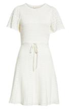 Women's Kate Spade New York Flutter Sleeve A-line Knit Sweater Dress, Size - Ivory