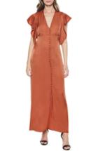 Women's Bardot Button Up Maxi Dress - Orange