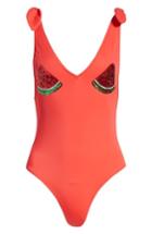 Women's Topshop Melon Sequin One-piece Swimsuit Us (fits Like 0-2) - Red